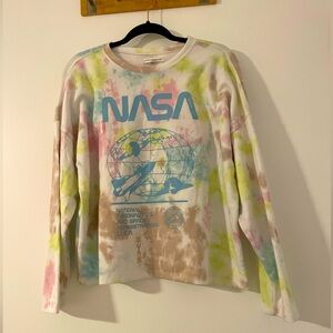 NASA Lightweight Athleisure Sweatshirt in neon tie dye Size Large Oversized